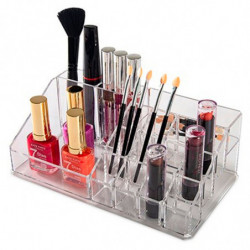 Tradineur - Organizador cosmético de plástico transparente, Nº 6 HG, almacenaje, artículos de maquillaje, fabricado en España -
