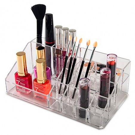 Tradineur - Organizador cosmético de plástico transparente, Nº 6 HG, almacenaje, artículos de maquillaje, fabricado en España -