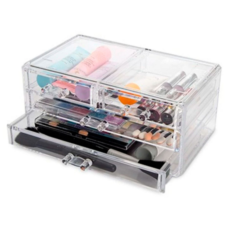 Tradineur - Organizador cosmético de plástico transparente, Nº 7 HG, almacenaje, artículos de maquillaje, fabricado en España - Tradineur - Organizador cosmético de plástico transparente, Nº 7 HG, almacenaje, artículos de maquillaje, fabricado en España -