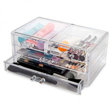 Tradineur - Organizador cosmético de plástico transparente, Nº 7 HG, almacenaje, artículos de maquillaje, fabricado en España -