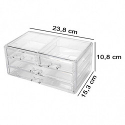 Tradineur - Organizador cosmético de plástico transparente, Nº 7 HG, almacenaje, artículos de maquillaje, fabricado en España -