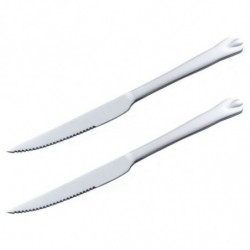 Tradineur - Pack de 2 cuchillos para carne de acero inoxidable, cubiertos clásicos con hoja de sierra, aptos para lavavajillas -