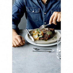 Tradineur - Pack de 2 cuchillos para carne de acero inoxidable, cubiertos clásicos con hoja de sierra, aptos para lavavajillas -