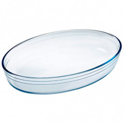 Tradineur - Fuente para horno ovalada - Fabricado en Vidrio - Apto para horno, microondas, congelador y lavavajillas - 1,6 Litro