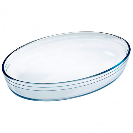 Tradineur - Fuente para horno ovalada - Fabricado en Vidrio - Apto para horno, microondas, congelador y lavavajillas - 1,6 Litro