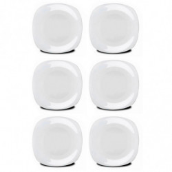Tradineur - Pack de 6 platos llanos de cerámica, modelo Parma, elegantes, vajilla de cocina, aptos para lavavajillas (Blanco - 2