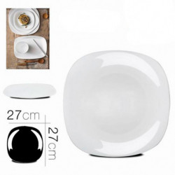 Tradineur - Pack de 6 platos llanos de cerámica, modelo Parma, elegantes, vajilla de cocina, aptos para lavavajillas (Blanco - 2