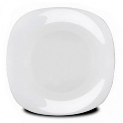 Tradineur - Pack de 6 platos llanos de cerámica, modelo Parma, elegantes, vajilla de cocina, aptos para lavavajillas (Blanco - 2