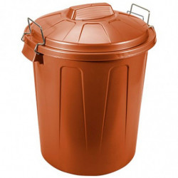 Tradineur - Cubo de basura de plástico - Incluye tapa y asas metálicas - Fabricado en España - Contenedor de residuos - Capacida