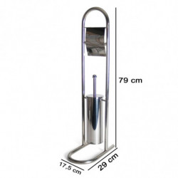 Tradineur - Portarrollos de pie con escobillero, modelo Nilo, soporte para papel higiénico, acero inoxidable, moderno, baño, ase