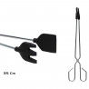 Tradineur - Tenacilla de acero inoxidable con punta de silicona 35 cm, pinzas, tenaza para carne, pescado, ensalada, barbacoa, p