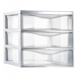 Tradineur - Cajonera de sobremesa - Fabricado en España - 3 Cajones Transparentes - Torre de almacenaje, armario, baño, oficina