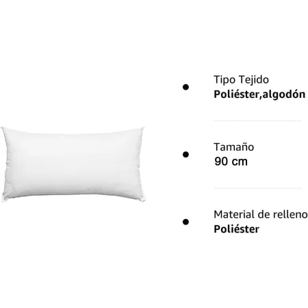 Tradineur - Almohada indeformable Antialérgica - Fabricada en Fibra hueca Poliéster - Forma rectangular - 90 cm Tradineur - Almohada indeformable Antialérgica - Fabricada en Fibra hueca Poliéster - Forma rectangular - 90 cm
