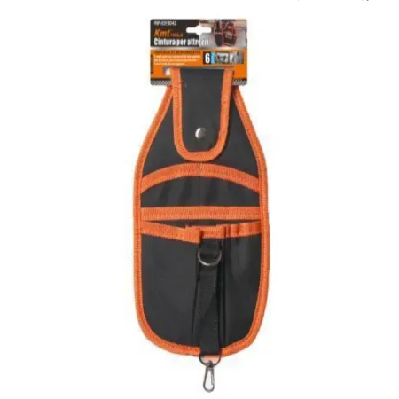 Bolsa porta herramientas para cinturón 26 x 16 cm color negro y naranja, bolsillo para llaves, martillo, profesionales de la con