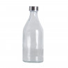 Tradineur - Botella de vidrio de 1 litro, tapón de acero, agua fría o caliente, bebidas, té helado, limonada, frigorífico, campi