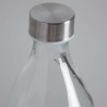 Tradineur - Botella de vidrio de 1 litro, tapón de acero, agua fría o caliente, bebidas, té helado, limonada, frigorífico, campi