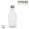 Tradineur - Botella de vidrio de 1 litro, tapón de acero, agua fría o caliente, bebidas, té helado, limonada, frigorífico, campi