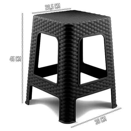 Tradineur - Taburete de plástico Rattan, asiento de 26,5 x 26,5 cm, imitación de mimbre, banqueta multiusos, cocina, salón, fabr Tradineur - Taburete de plástico Rattan, asiento de 26,5 x 26,5 cm, imitación de mimbre, banqueta multiusos, cocina, salón, fabr