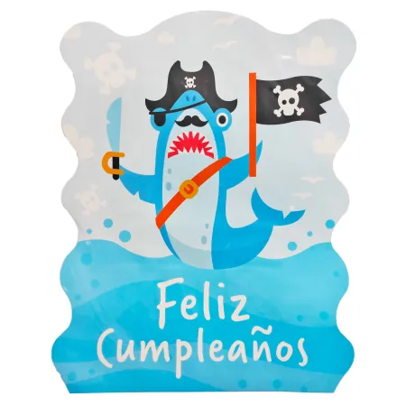 Piñata tiburón pirata de cartón, feliz cumpleaños, para rellenar con golosinas, chuches, niños, decoración infantil para fiestas