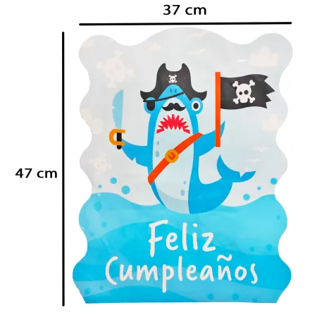 Piñata tiburón pirata de cartón, feliz cumpleaños, para rellenar con golosinas, chuches, niños, decoración infantil para fiestas