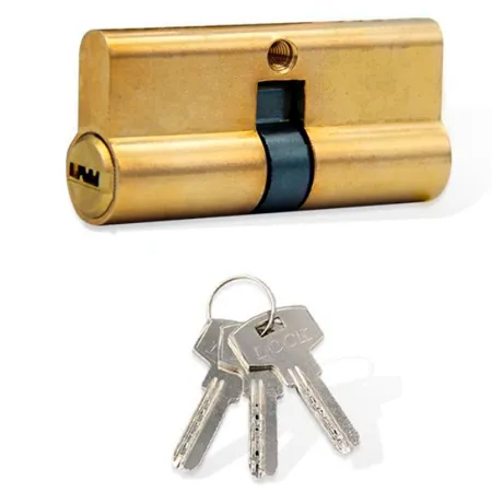 Tradineur - Cilindro de seguridad metálico 70 mm con 3 llaves, cerradura cilíndrica de perfil reversible para puertas, bombín de