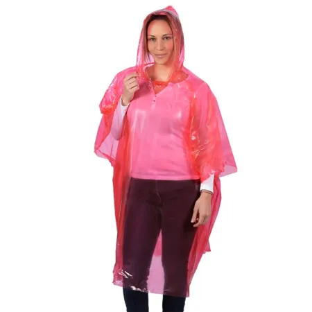 Tradineur - Pack de 6 chubasqueros impermeables de emergencia con capucha, reutilizables, ponchos para lluvia, poliéster (Mujer 