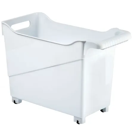 Tradineur - Carrito multiusos Nº3 de plástico con ruedas y asa, cesta organizadora para productos de limpieza, baño, cocina (Bla Tradineur - Carrito multiusos Nº3 de plástico con ruedas y asa, cesta organizadora para productos de limpieza, baño, cocina (Bla