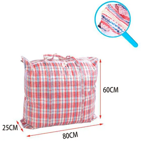 Tradineur - Bolsa plástica de rafia, incluye cremallera y asas, reutilizable, mudanzas, almacenamiento de ropa, juguetes, mantas