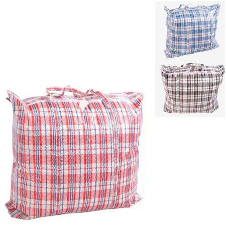 Tradineur - Bolsa plástica de rafia, incluye cremallera y asas, reutilizable, mudanzas, almacenamiento de ropa, juguetes, mantas