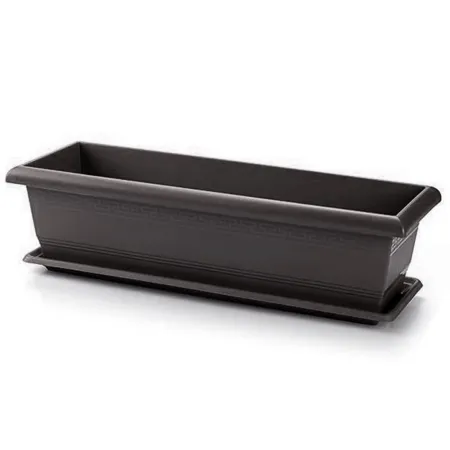 Jardinera eva de plástico con plato adán 26 litros, 60 cm - PLFT - color gris. Macetero, maceta para plantas y flores rectangula
