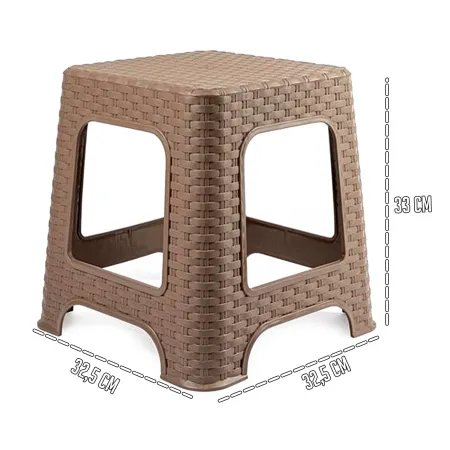 Tradineur - Taburete de plástico - Fabricado en España - Diseño Rattán hogar o el Trabajo - 33 x 32 x 32 cm - Color Marrón Topo Tradineur - Taburete de plástico - Fabricado en España - Diseño Rattán hogar o el Trabajo - 33 x 32 x 32 cm - Color Marrón Topo