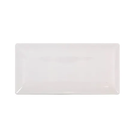 Juego de 6 bandejas planas de cerámica, rectángulares, color marfil, pack de platos rectangulares de cerámica, 30 x 2 x 20 cm