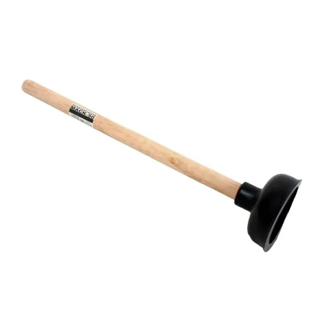 Tradineur - Desatascador para baño - Fabricado en madera y goma - Ideal para bañeras y váteres - Longitud de 47 cm