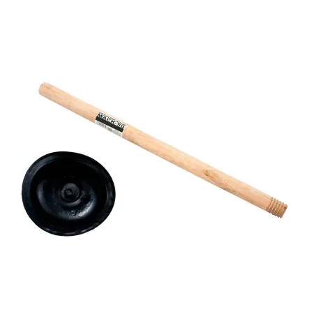 Tradineur - Desatascador para baño - Fabricado en madera y goma - Ideal para bañeras y váteres - Longitud de 47 cm
