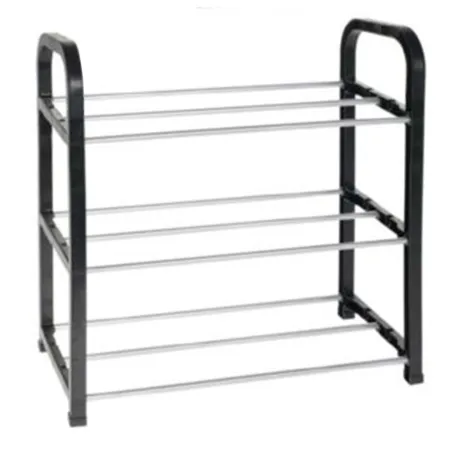 Tradineur - Zapatero de metal y plástico de 3 niveles, soporte para calzado, estantería multiusos para zapatos, recibidor, dormi Tradineur - Zapatero de metal y plástico de 3 niveles, soporte para calzado, estantería multiusos para zapatos, recibidor, dormi