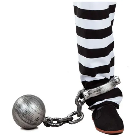 Tradineur - Bola de preso con grillete, plástico, complemento para disfraz de prisionero, carnaval, Halloween, cosplay, fiestas 