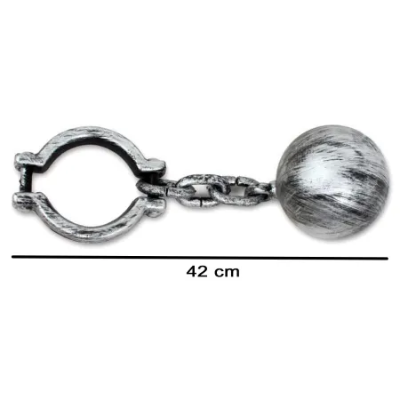 Tradineur - Bola de preso con grillete, plástico, complemento para disfraz de prisionero, carnaval, Halloween, cosplay, fiestas 