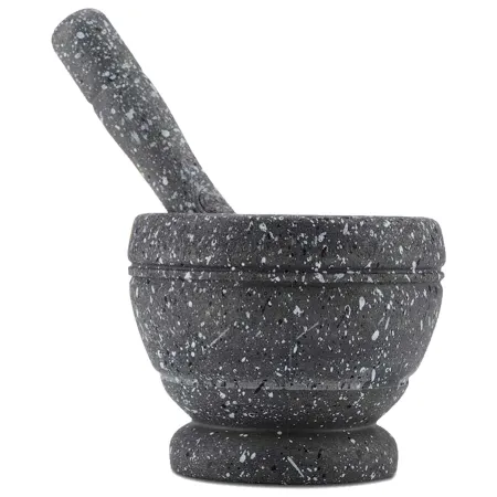 Tradineur - Mortero efecto Granito - Fabricado en Plástico -  Mortero manual de cocina para moler ajo, especias y hierbas - Ø 11
