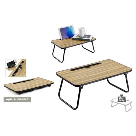 Tradineur - Mesa auxiliar plegable con ranura, madera y metal, bandeja para cama con patas, máx. 10 kg, desayuno, oficina - 52,5 Tradineur - Mesa auxiliar plegable con ranura, madera y metal, bandeja para cama con patas, máx. 10 kg, desayuno, oficina - 52,5