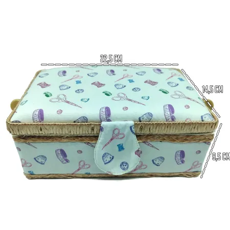 Tradineur - Caja de Costura Portátil Rectangular - Fabricado en Madera y Poliéster - Cuenta con Bandeja de 4 Compartimentos - Id Tradineur - Caja de Costura Portátil Rectangular - Fabricado en Madera y Poliéster - Cuenta con Bandeja de 4 Compartimentos - Id