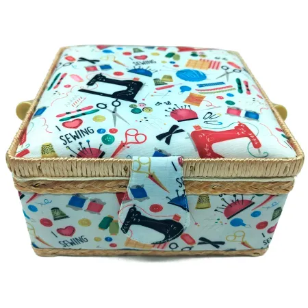 Tradineur - Caja de Costura Portátil Cuadrada - Fabricado en Madera y Poliéster - Cuenta con Bandeja de 4 Compartimentos - Ideal Tradineur - Caja de Costura Portátil Cuadrada - Fabricado en Madera y Poliéster - Cuenta con Bandeja de 4 Compartimentos - Ideal