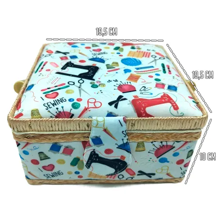 Tradineur - Caja de Costura Portátil Cuadrada - Fabricado en Madera y Poliéster - Cuenta con Bandeja de 4 Compartimentos - Ideal Tradineur - Caja de Costura Portátil Cuadrada - Fabricado en Madera y Poliéster - Cuenta con Bandeja de 4 Compartimentos - Ideal