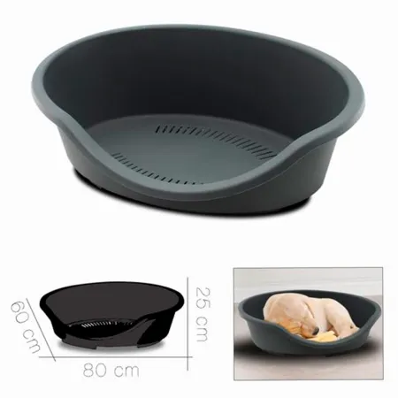 Cama de plástico para perros y gatos 25 x 78 x 60 cm. Cesta, canasta, cuna para mascotas, animales, fondo perforado, antidesliza