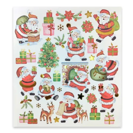 Tradineur - Pack de 4 Láminas de Pegatinas Adhesiva Navideñas - Acabado Metálico - Fabricado en Plástico - Complemento decorativ