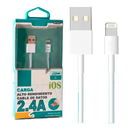 Tradineur - Cable USB / iOS - Longitud de 1,5 Metros - Alto rendimiento, transmisión de datos y carga rápida - 2.4 A Tradineur - Cable USB / iOS - Longitud de 1,5 Metros - Alto rendimiento, transmisión de datos y carga rápida - 2.4 A