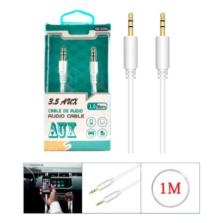 Tradineur - Cable de audio jack con doble salida - Jack 3,5 mm - Longitud de 1 Metro - Ideal para compartir su música, películas