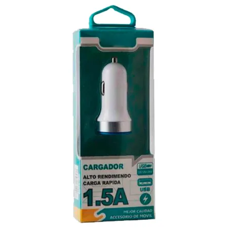 Tradineur - Cargado de mechero para coche 1.5A - Alto rendimiento / Carga rápida - 1 Puertos USB - Sin cable - Color Blanco