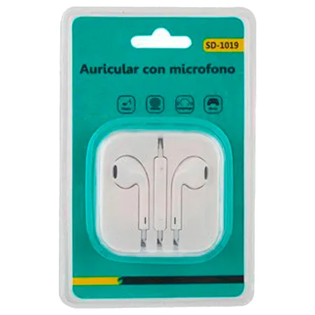 Tradineur - Auriculares con micrófono - Control de volumen - Jack 3,5 cm - Compatible con Pods, Móviles, Tablets y PC - Audio es