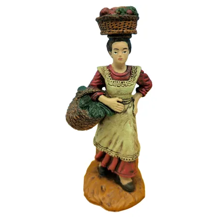 Tradineur - Set de 2 Figuras para belén: Carretillero y mujer con cesta - Fabricado en Marmolina - Adorno decorativo para nacimi Tradineur - Set de 2 Figuras para belén: Carretillero y mujer con cesta - Fabricado en Marmolina - Adorno decorativo para nacimi