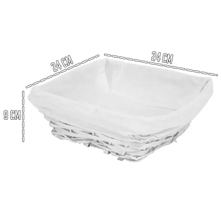 Tradineur - Panera de mimbre tejida a mano - Forma Cuadrada - Funcional para tu propia cocina - 9 x 24 x 24 cm - Color Blanco Tradineur - Panera de mimbre tejida a mano - Forma Cuadrada - Funcional para tu propia cocina - 9 x 24 x 24 cm - Color Blanco